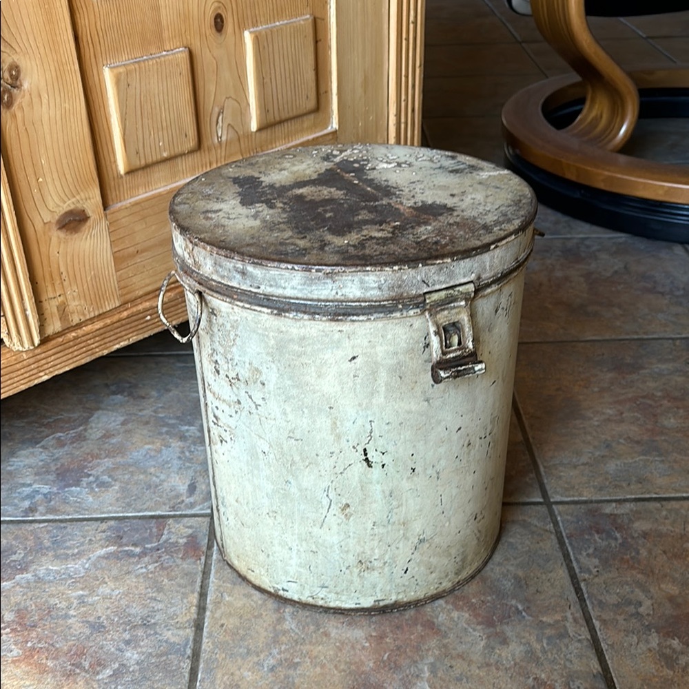 Antique Distressed Metal Storage Bin